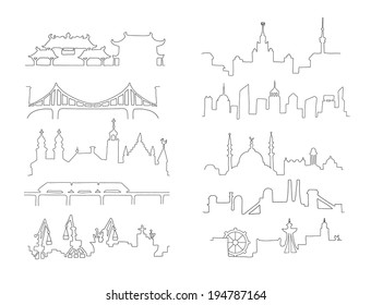 Vector Illustration Landscapes Doodles Handdrawn Style Stock Vector ...