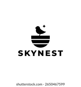 Skynest Logo – Bird and Nest Symbol with Modern Minimalist Design