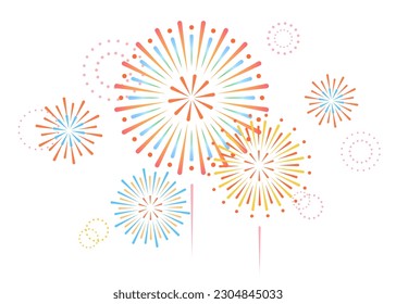 Skyrocket fireworks are launched at the biggest summer event fireworks display. A summer tradition that beautifully colors the night sky.