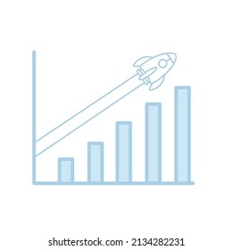 Skyrocketing business data vector illustration