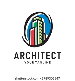 Skyscraper Architect Building Logo Design for Urban Construction Company