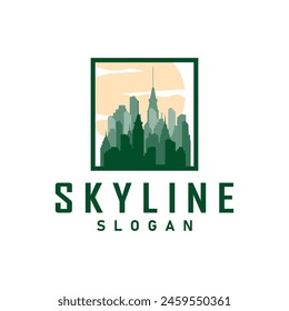 Skyscraper black silhouette design beautiful city skyline logo with tall building city illustration for template and branding