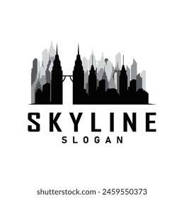 Skyscraper black silhouette design beautiful city skyline logo with tall building city illustration for template and branding