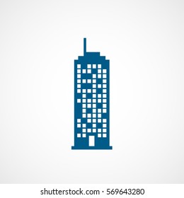 Skyscraper Blue Flat Icon On White Background