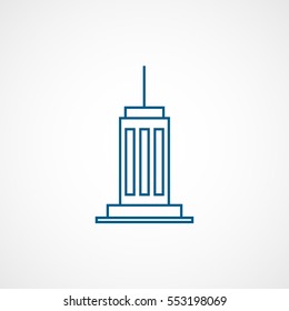 Skyscraper Blue Line Icon On White Background
