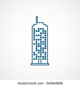 Skyscraper Blue Line Icon On White Background