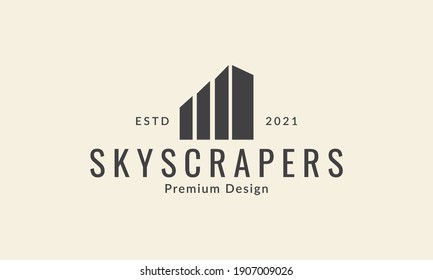 skyscraper or building or apartment simple silhouette logo symbol icon vector graphic design illustration