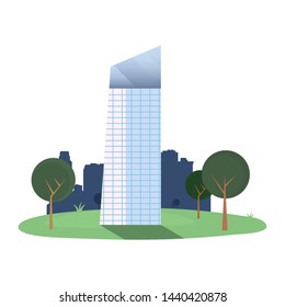 skyscraper building city trees outdoors