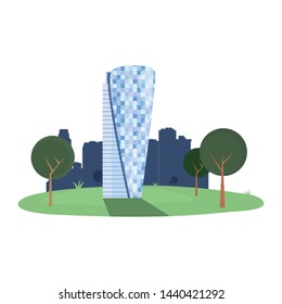 skyscraper building city trees outdoors