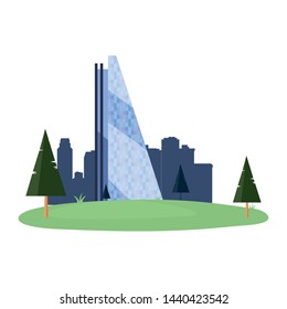 skyscraper building city trees outdoors