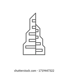 Skyscraper building construction vector icon isolated on white background