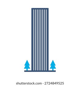 Arranha-céu ícone edifício azul vetor plano design cidade torre símbolo arquitetura escritório urbano edifício gráfico sinal elemento