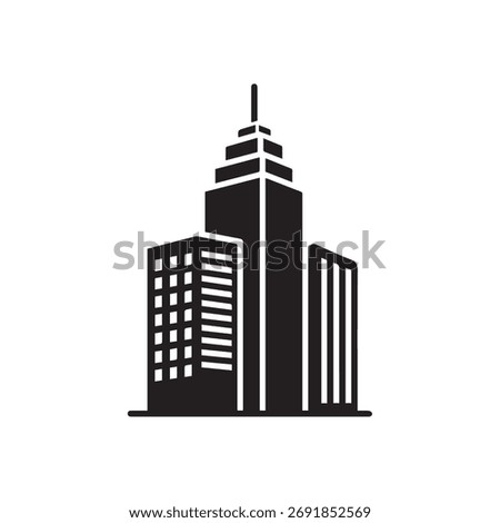 Skyscraper Building Icon: Corporate Headquarters and Urban Real Estate Glyph