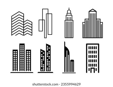Skyscraper building icon design template vector isolated illustration