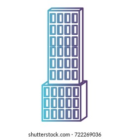 skyscraper building icon gradient color silhouette from blue to purple vector illustration