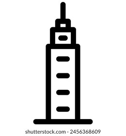skyscraper building icon illustration with outline style
