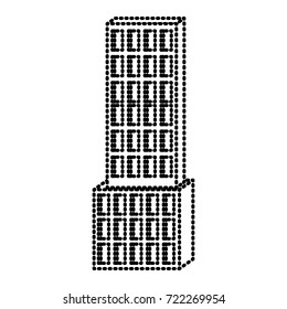 skyscraper building icon monochrome dotted silhouette vector illustration