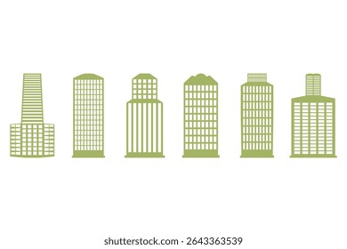 Skyscraper Building Icon Set Design