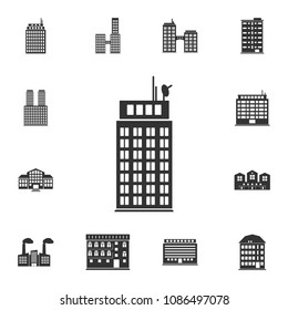Skyscraper building icon. Simple element illustration. Skyscraper building symbol design  from Buildings collection set. Can be used for web and mobile on white background