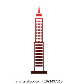 Skyscraper building isolated on red lines