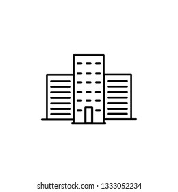 icono negro de la línea de construcción de rascacielos sobre fondo blanco