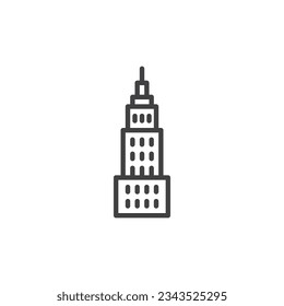 Skyscraper building line icon. linear style sign for mobile concept and web design. Skyscraper tower outline vector icon. Symbol, logo illustration. Vector graphics
