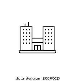 skyscraper building line icon on white background