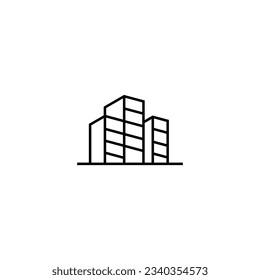Skyscraper building logo design with line art design style
