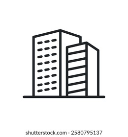 Skyscraper building thin line icons. Editable stroke and Perfect pixel on transparent background