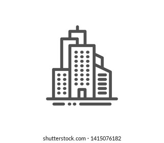 Skyscraper Buildings Line Icon. City Architecture Sign. Town Symbol. Quality Design Element. Linear Style Skyscraper Buildings Icon. Editable Stroke. Vector