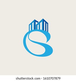 Skyscraper buildings line icon. Comic speech bubble. City architecture with tree sign. Town symbol. Yellow background with chat bubble. Skyscraper buildings icon. Colorful banner