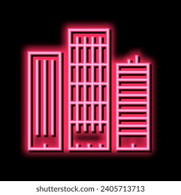 skyscraper buildings neon light sign vector. skyscraper buildings illustration