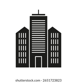 Skyscraper Buildings Solid Icon. Urban Architecture, Cityscape, And Real Estate Development Silhouette Symbol. Modern City Infrastructure. Isolated Vector Illustration.