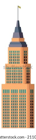 Skyscraper bulding icon. High urban office tower