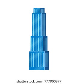 Skyscraper, Business Center, High Rise Office Building, Flat Vector Illustration Isolated On White Background. Flat Sky Scraper, Business Center, High Rise Building, Urban Cityscape Element