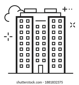 Skycraper-City-Gebäude - Flachsymbol einzeln auf weißem Hintergrund