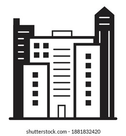 Skyscraper City Buildings Flat Icon Isolated On White Background