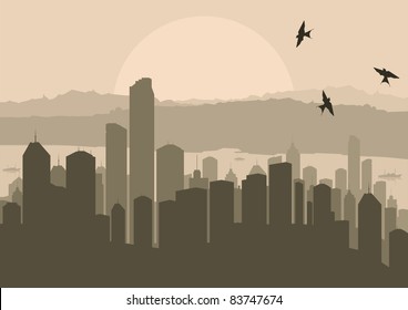 Skyscraper city landscape illustration