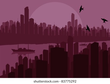 Skyscraper city landscape illustration