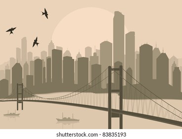 Skyscraper city landscape illustration