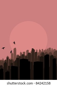 Skyscraper city landscape illustration