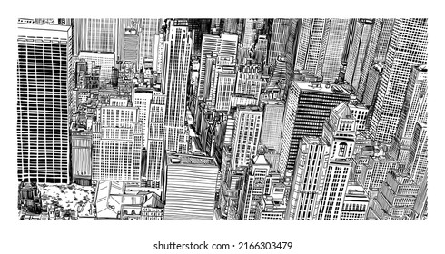 Skyscraper City Seamless Hand Drawing Line Stock Vector (Royalty Free ...