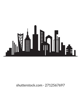 Vector de la silueta del horizonte de la ciudad del rascacielos