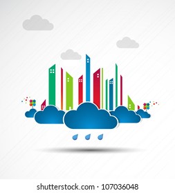 Sky-scraper. City theme background. Bad weather