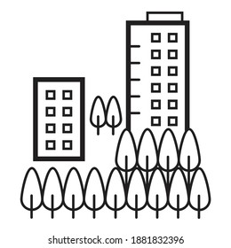 Skyscraper Cityscape Park Building Flat Icon Isolated On White Background