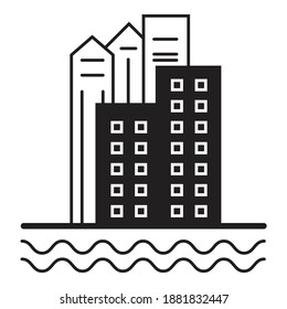Skycraper-Stadscape-Gebäude - Flachbild-Symbol einzeln auf weißem Hintergrund