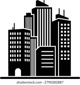 Skyscraper Cluster City Skyline Commercial Vector Icon