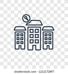 Skyscraper concept vector linear icon isolated on transparent background, Skyscraper concept transparency concept in outline style