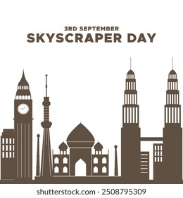 Skyscraper Day , 3rd September, greeting card, editable template, stock illustration, Skyscraper Day concept design.