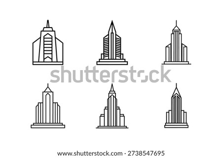 skyscraper draft icon line art vector illustration isolated